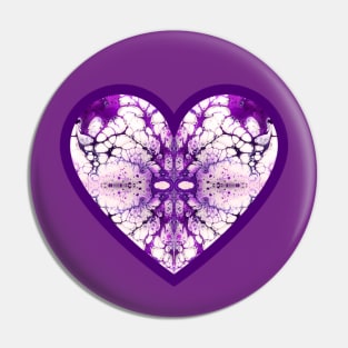 Lavender/Purple Pattern Paint Pour Heart Pin