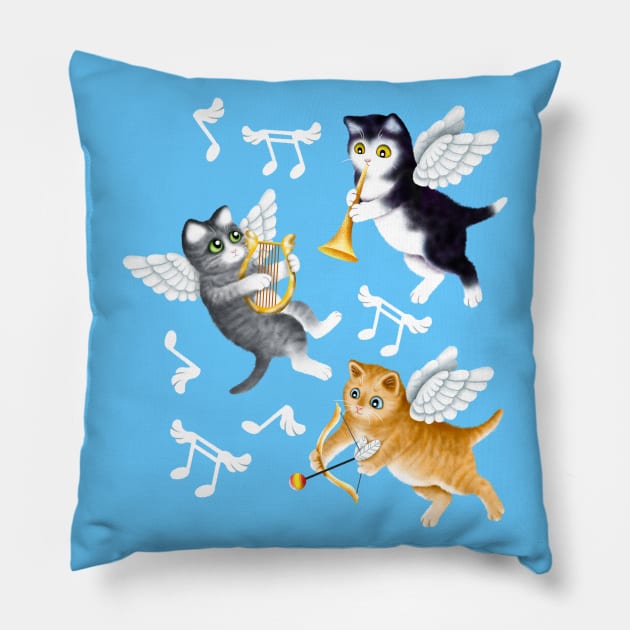 Cherub Kittens Pillow by illucalliart
