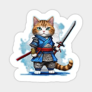 Cat wearing a a samurai, warrior outfit Magnet