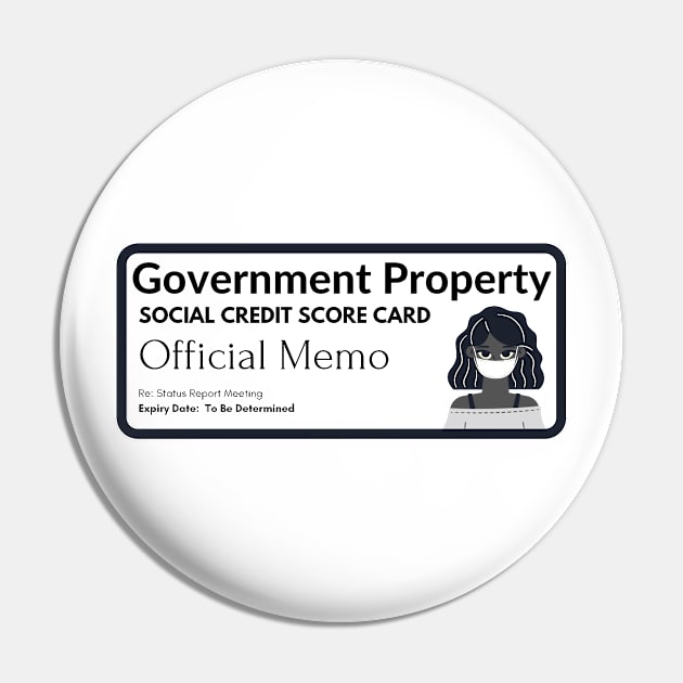 Social Credit Score Card Woman #1 Pin by Onallim