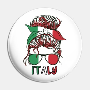 Italian woman with sunglasses - Italy flag Pin