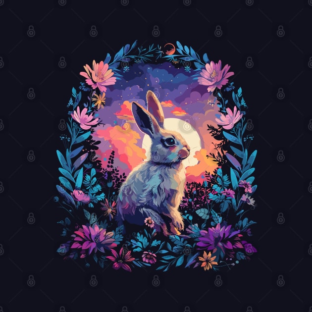 Bunny Magical Nature Purple Rabbit Breeds Lovers Spring Flowers Fairytale Rabbit by RetroZin