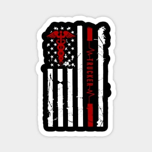 Trucker Heartbeat Flag American Magnet