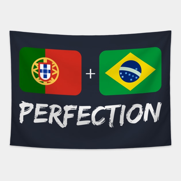 Portuguese Plus Brazilian Perfection Mix Flag Heritage Gift Tapestry by Just Rep It!!