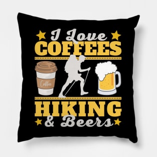 I Love Coffees, Hiking and Beers Pillow