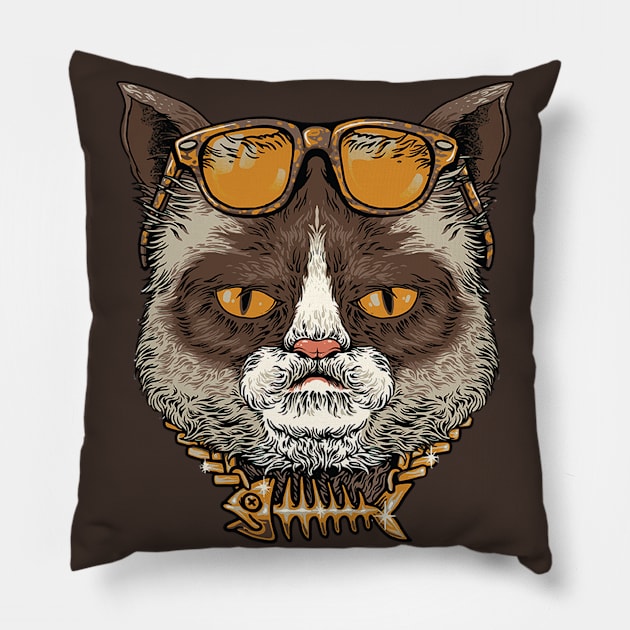 Funny cat Pillow by white.ink