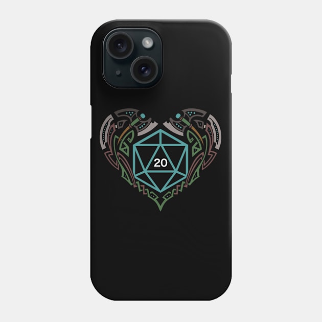 Dwarven Heart D20 Dice Dungeons Fantasy Tabletop RPG Roleplaying D20 Gamer Valentines Day Phone Case by TheBeardComic