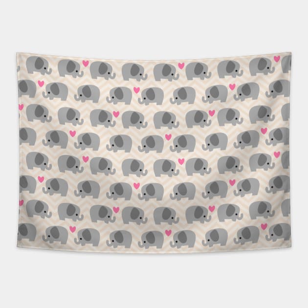 Cute elephants pattern Tapestry by UniFox