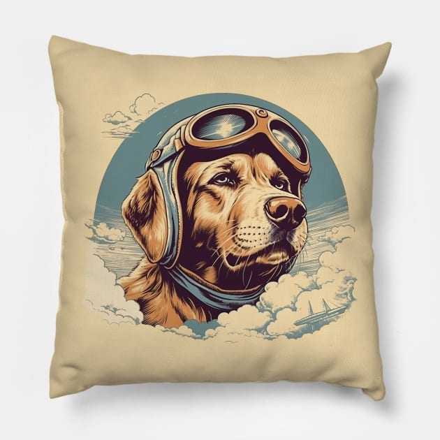 Aviator retriever Pillow by GreenMary Design