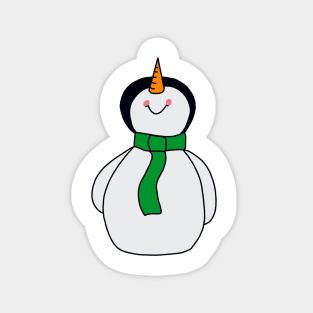 Green Scarf Snowman Magnet