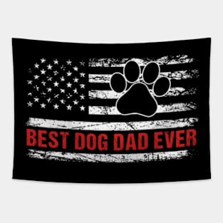 Best Dog Dad Ever American Flag HapFathers Day Puppy Tapestry