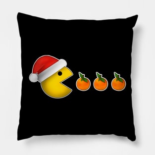 Pac-Man with Santa hat eat mandarin Pillow