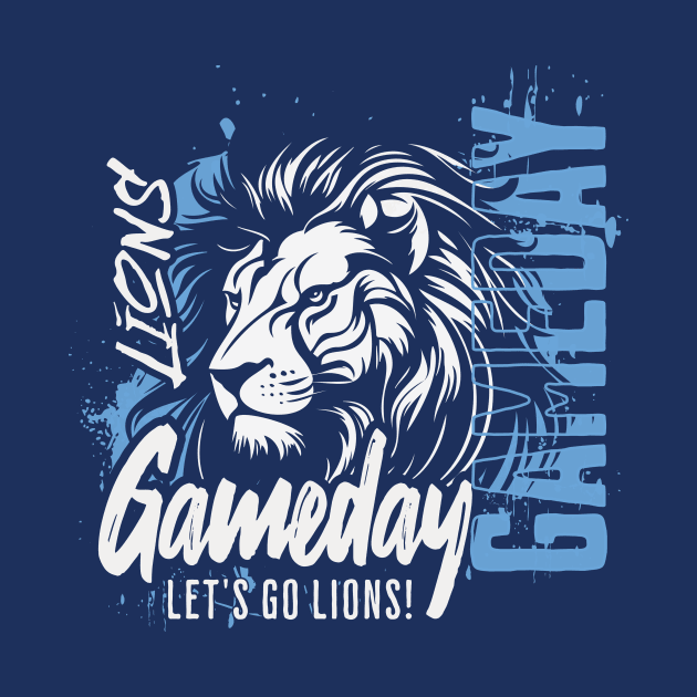 Vintage Lions Gameday // High School Lions School Spirit Blue by SLAG_Creative