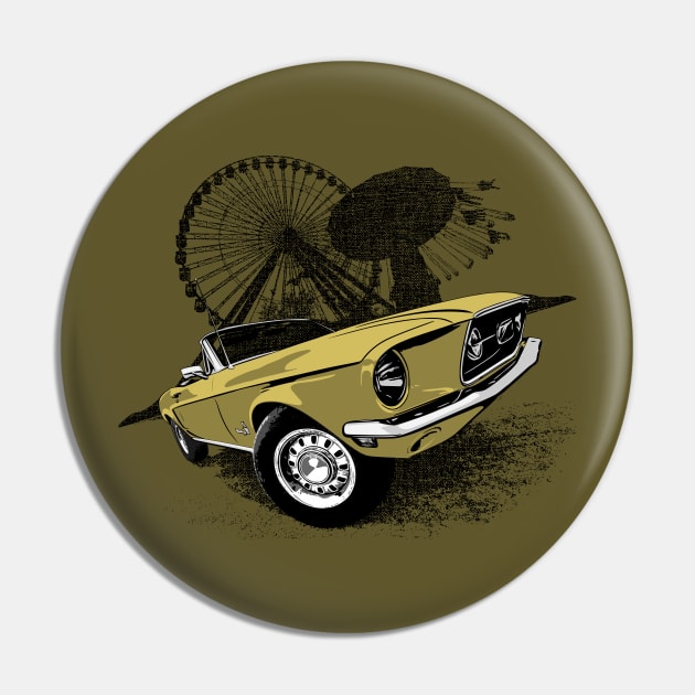 Yellow 68 Mustang convertible against carnival backdrop Pin by ZoeysGarage