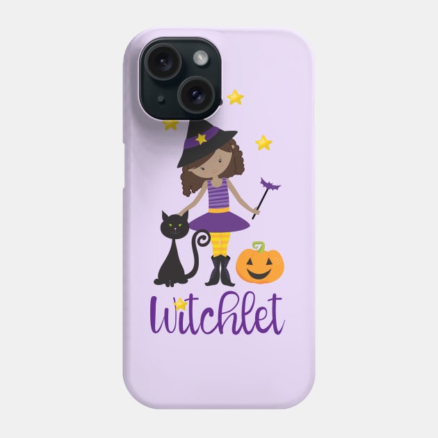 Witchy Gift Kid Witch Halloween Pumpkin Design Black Cat Spooky Autumn Design Phone Case by InnerMagic