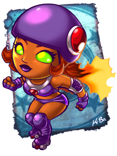 Superhero Roller Derby Starfire Magnet