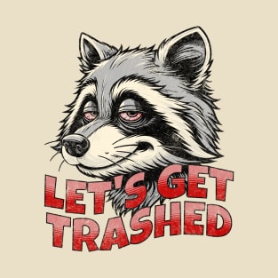 Let's Get Trashed Funny Retro Vintage Raccoon Trash Panda T-Shirt