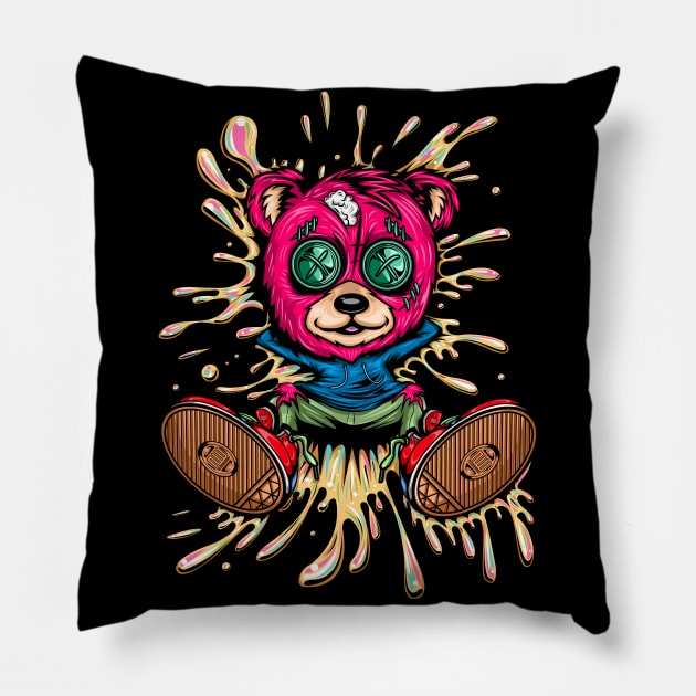 Bear In Honey Pillow by adamzworld