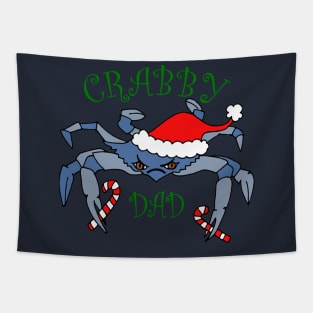 Funny Crabby Dad Christmas Crab Tapestry