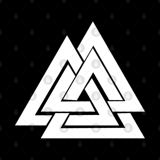 White Viking Valknut Minimalist Medieval Design by DesignsbyZazz