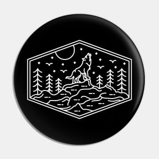 Wolf and Moon - Minimalistic  Design Pin