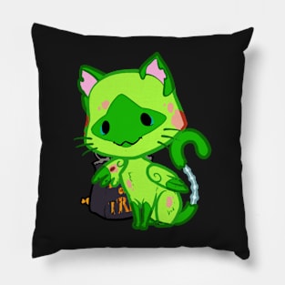 Halloween Chibi Winged Kitty - Siamese Zombie Cat Pillow