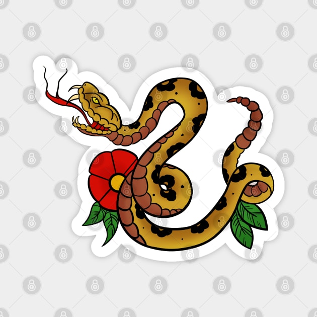 Traditional Rattlesnake & Flower Magnet by TaliDe