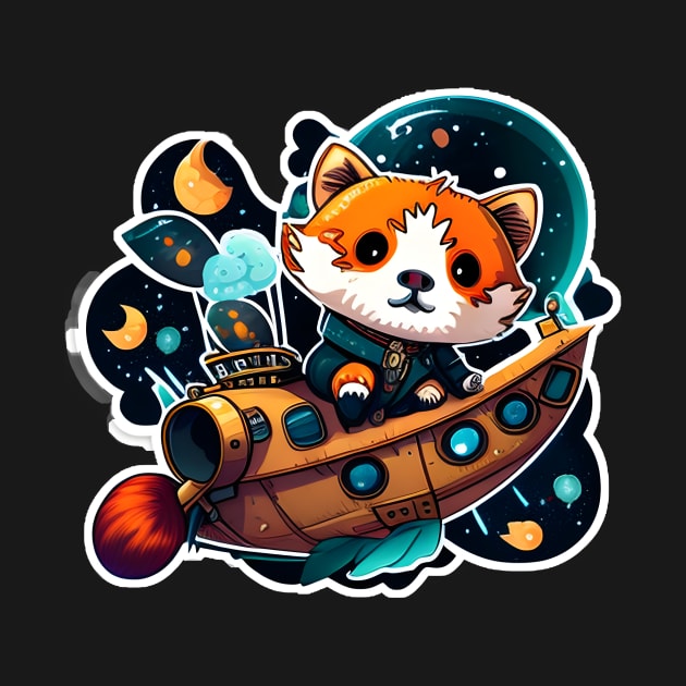 Riley the Red Panda but he's boat captain ready to plunder some treasure Sticker by Walford-Designs