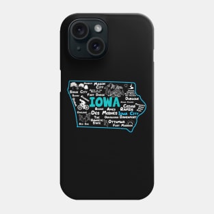 Iowa City Iowa map Des Moines Sioux City, Mason City, Boone, Ames, Davenport, Phone Case