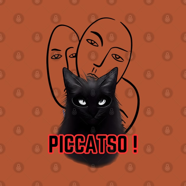 Piccatso! Picasso famous painter Artist black cat art work master piece by Shean Fritts 