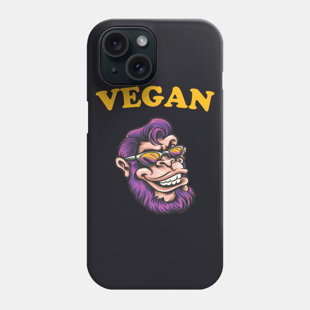 Vegan Monkey vegeterian Lifestyle Phone Case by Foxxy Merch