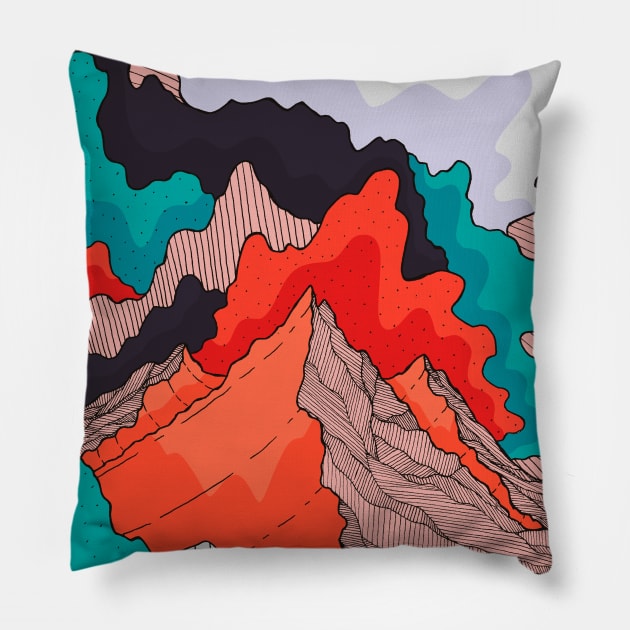 Lines in the clouds Pillow by Swadeillustrations