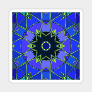 Cartoon Mandala Blue Green and Black Magnet