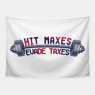 Humor Weightlifting Fitness saying Hit Maxes Evade Taxes Tapestry