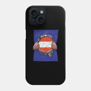 Austria Flag European Union Flag Ripped Open - Gift for Austrian From Austria Phone Case