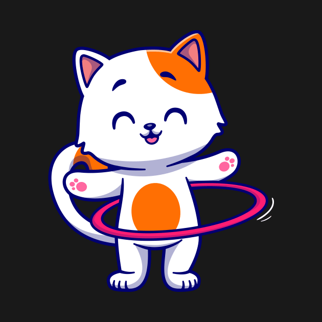 Cute Cat Playing Hula Hoop Cartoon by Catalyst Labs