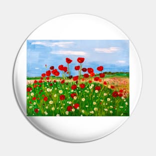 Poppies and daisies Pin