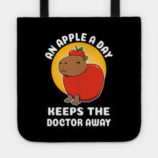 An apple a day keeps the doctor away Capybara cartoon Tote
