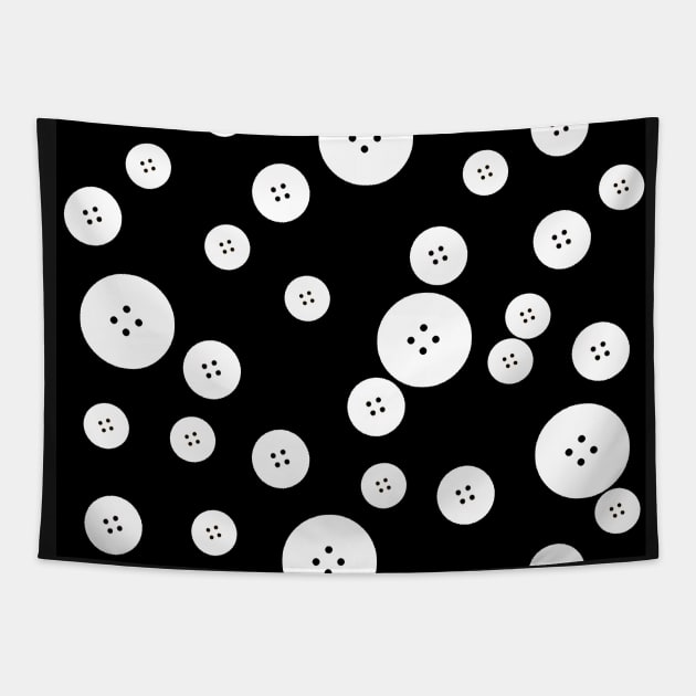 Black and White Button Clutter Tapestry by LochNestFarm