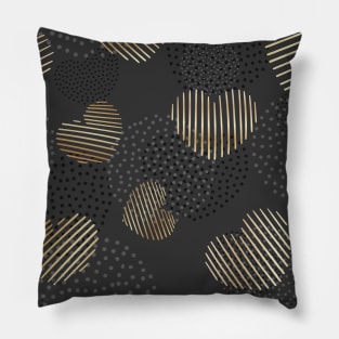 Golden Hearts and dotted circle pattern Pillow