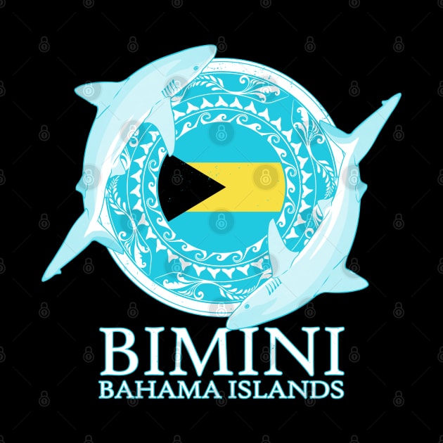 Caribbean Reef Sharks Bimini Bahamas Flag by NicGrayTees