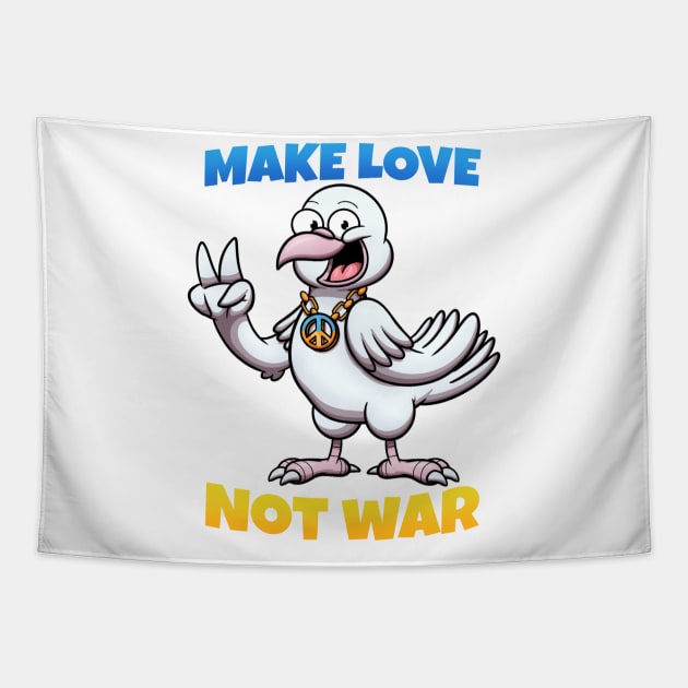 Cute Peace Dove - Make Love Not War Tapestry by TheMaskedTooner