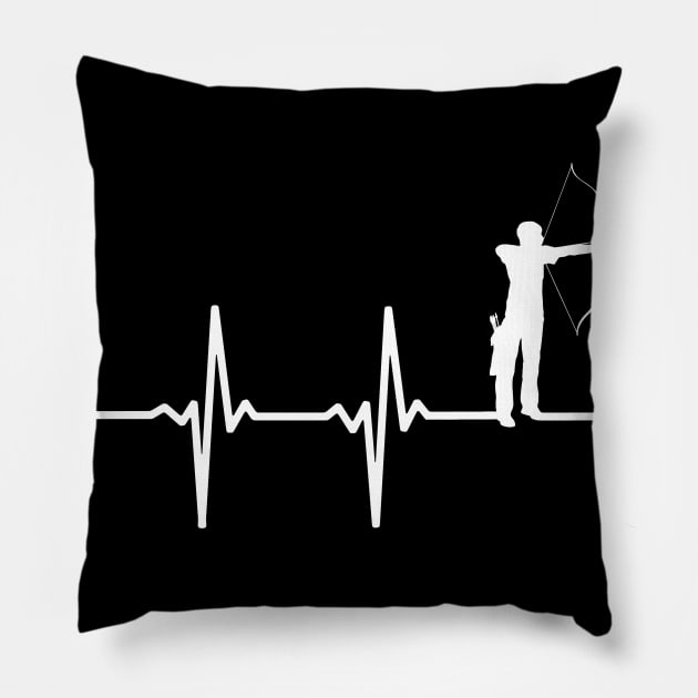 Archery Heartbeat Gift For Archers & Bow Hunting Lovers Pillow by OceanRadar