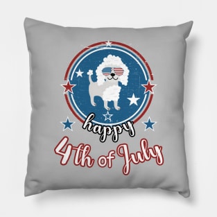Happy 4Th of July Cute Poodle Dog Pillow