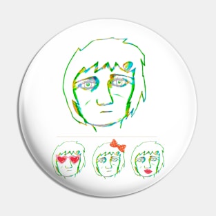 Sad woman with red accent Pin