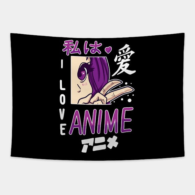 I Love Anime Merch Cosplay Anime Girl Otaku Gift Anime Tapestry by TheTeeBee