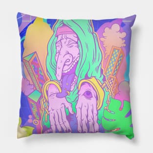 Trippy monster hands illustration Pillow