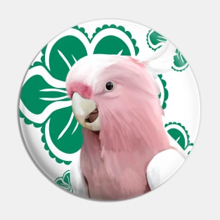 Galah Cockatoo Green Floral Pin