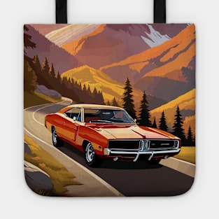 Classic American Orange Charger Muscle Car Tote