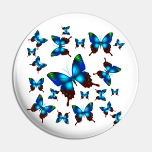 Morpho Butterfly Wings in Royal Aqua Blue Pin